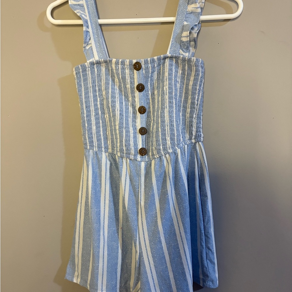 Blue and White Striped Button-Down Dress